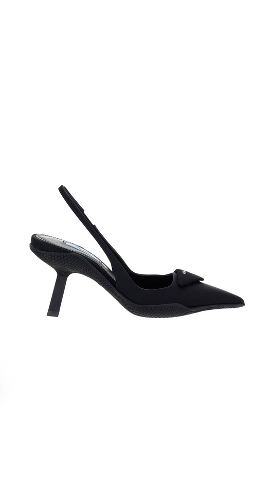 Re-Nylon Slingback Pumps - Black