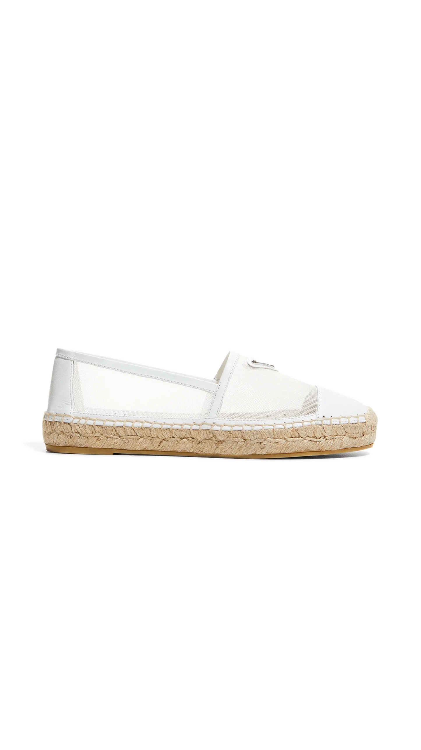 Mesh and Nappa Leather Espadrilles - White