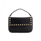 Mini Rockstud Leather Top Handle Bag - Black