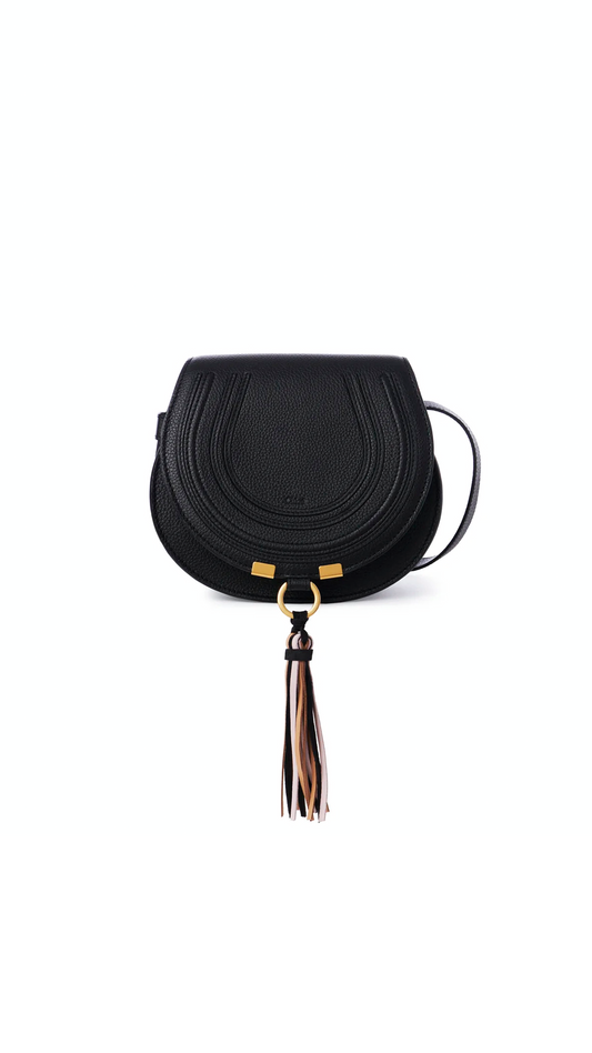 Marcie Small Saddle Bag - Black