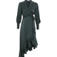 Silk Wrap Midi Dress - Emerald Green