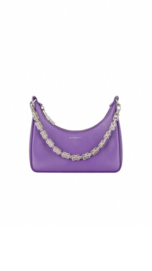 Mini Moon Cut Out bag in Leather and Chain - Ultraviolet