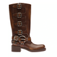 Buckled Knee-high Boots - Brown