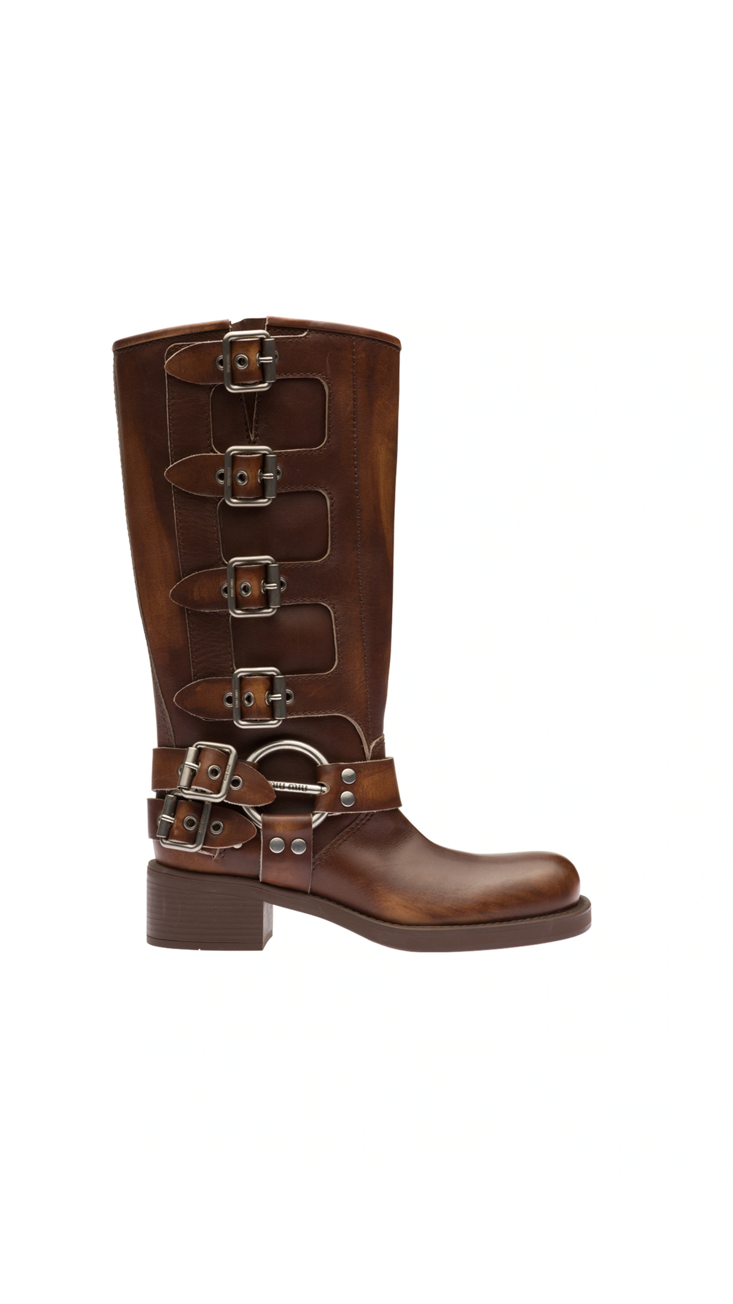 Buckled Knee-high Boots - Brown