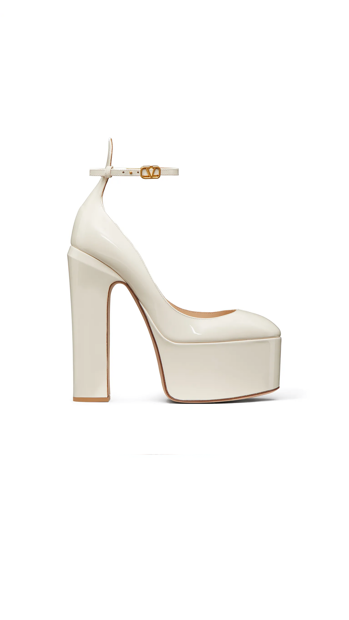 Tan-go Platform Pump in Patent Leather 155mm - Light Ivory