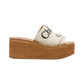 Woody Wedge Mule In Canvas - Ivory