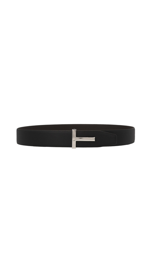 T Icon Reversible Leather Belt - Brown | Black