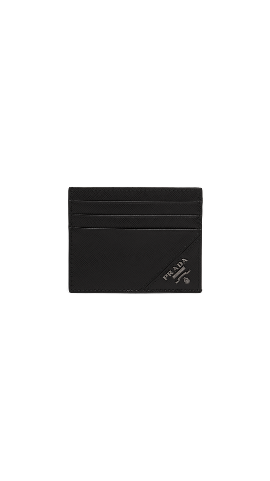 Saffiano Leather Card Holder - Black