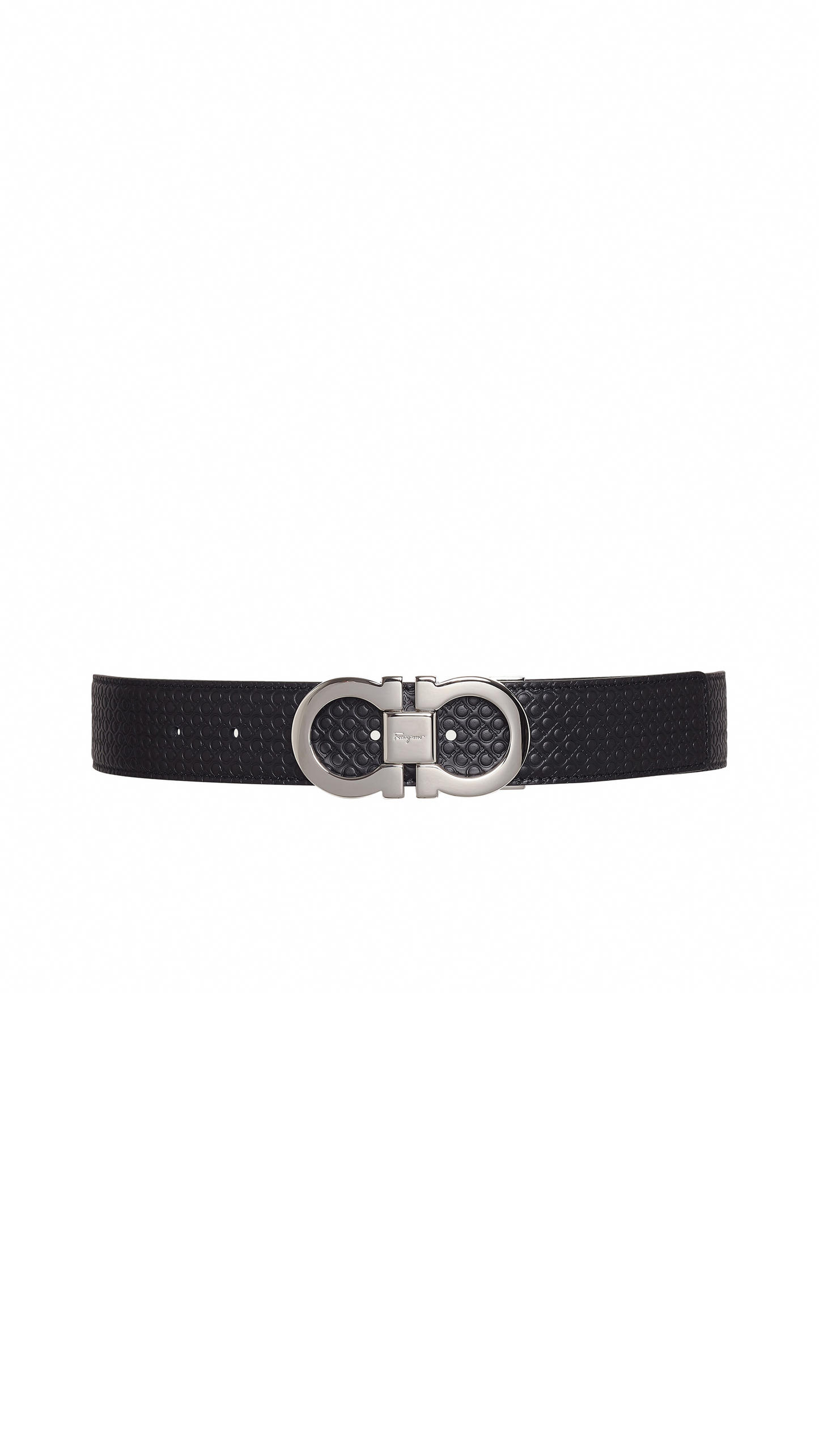 Reversible And Adjustable Gancini Belt - Black \ Navy
