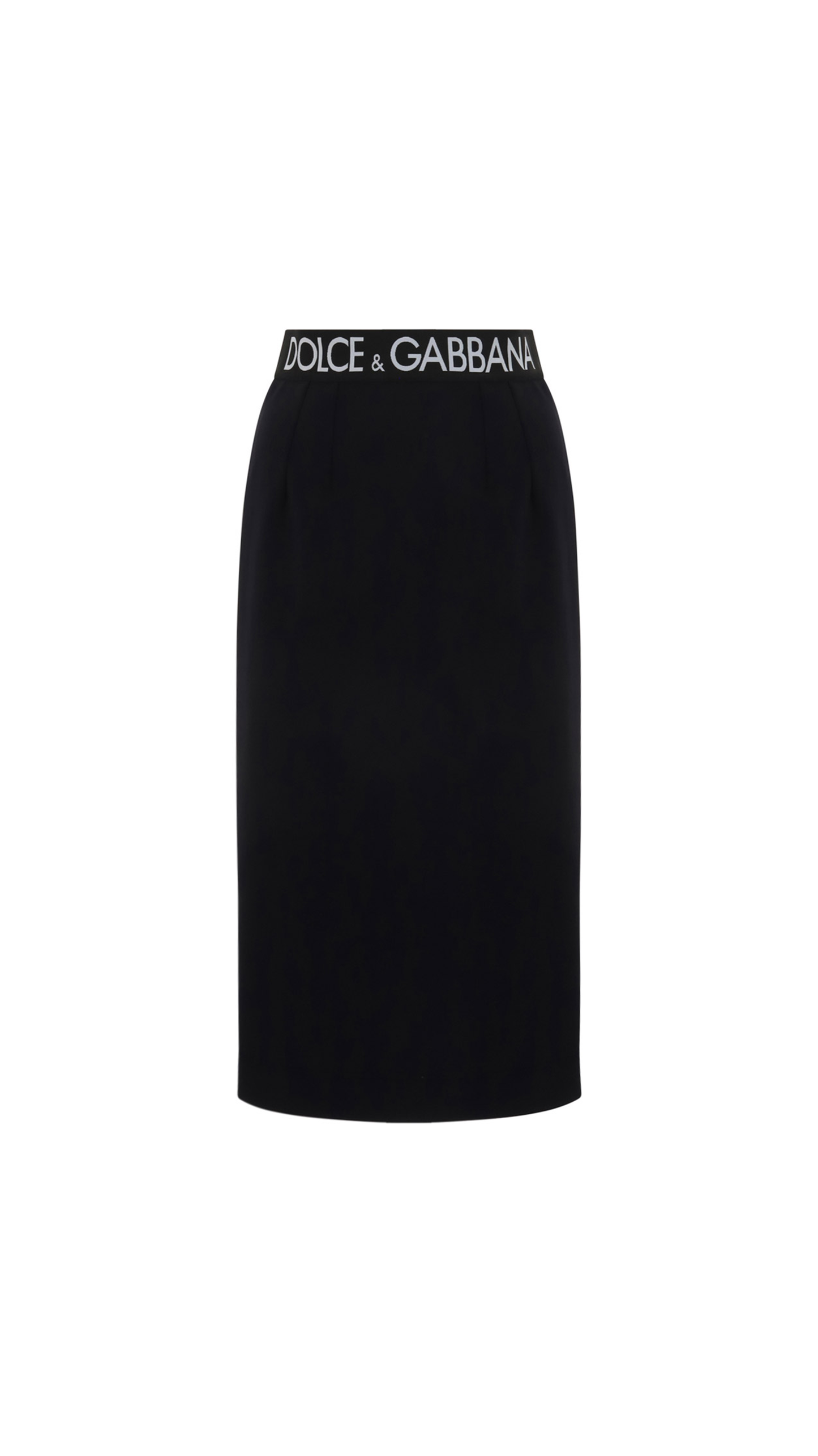Logo Waistband Midi Skirt - Black