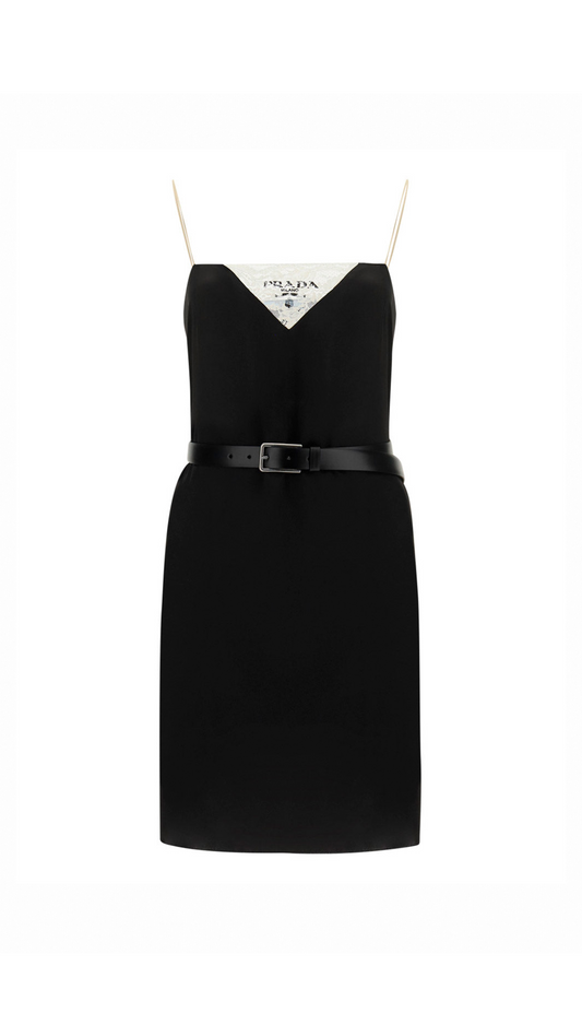 Silk Dress - Black / White