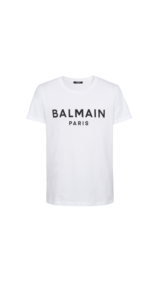 Eco-responsible Cotton T-shirt With Balmain Logo Print - White