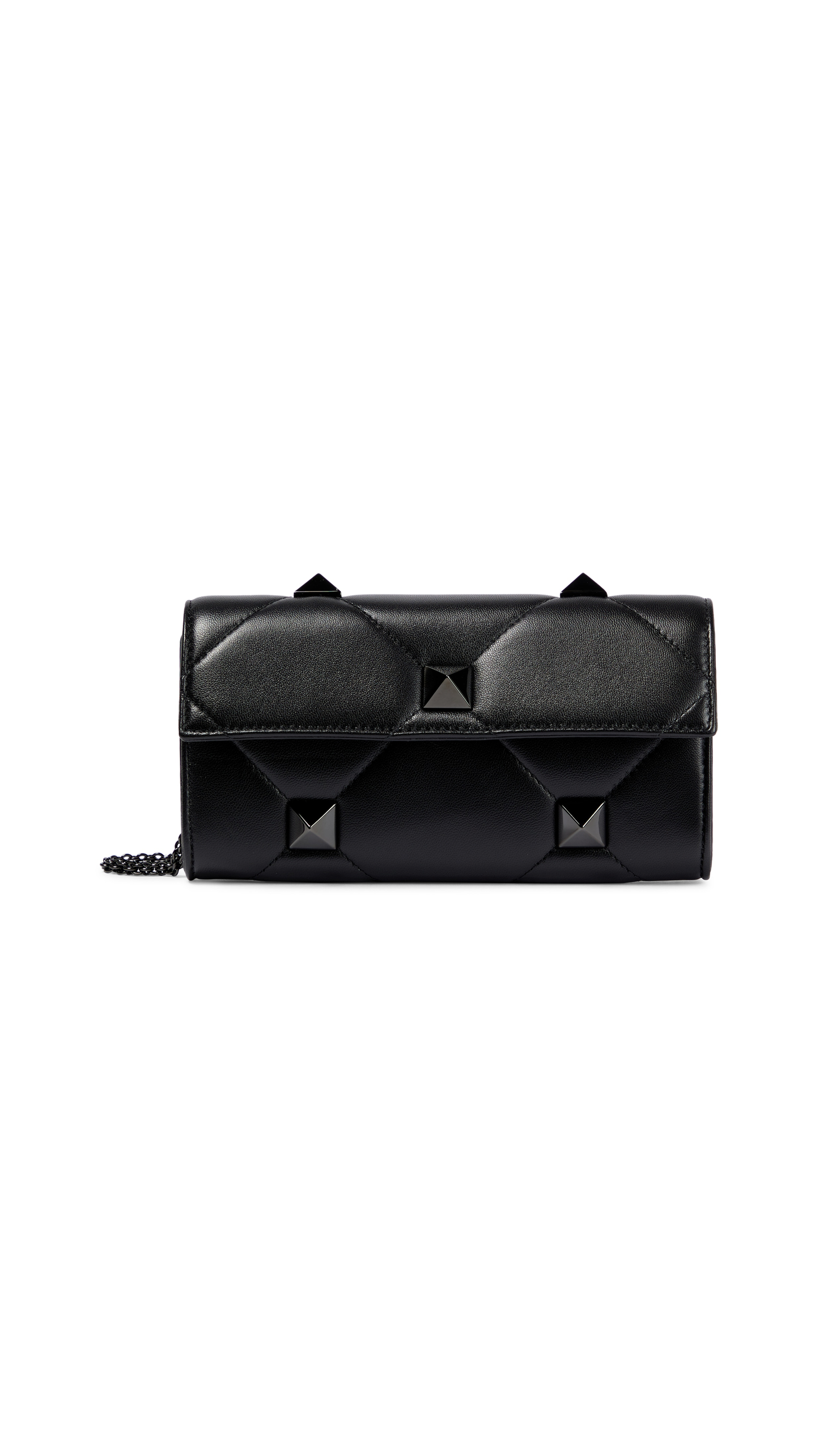 Roman Stud Wallet in Nappa Leather with Chain - Black