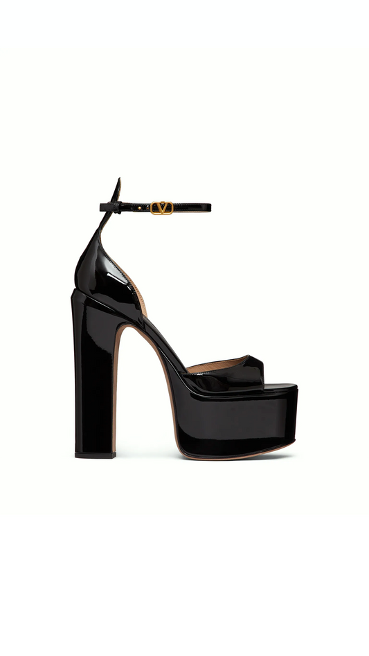 Tan-go Platform Patent Leather Sandal 155mm - Black