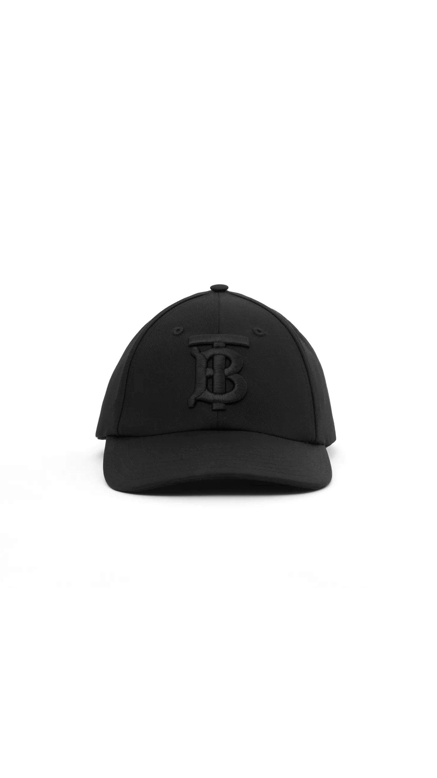 Monogram Motif Cotton Gabardine Baseball Cap - Black