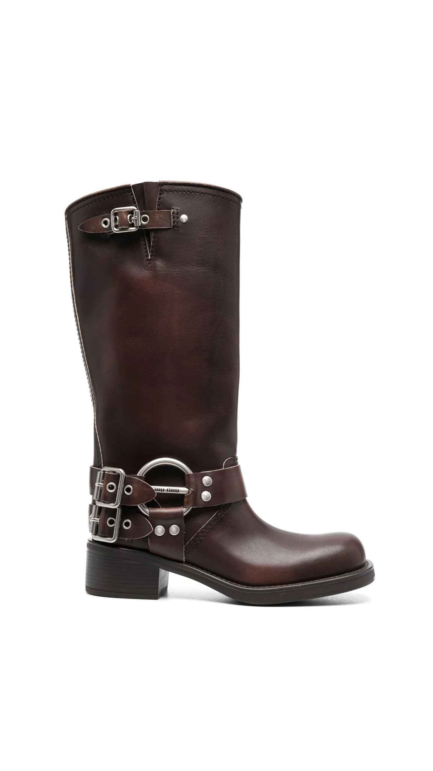 Buckled Knee-high Boots - Brown