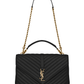 College Large Chain Bag in Quilted Leather - Black / Gold.