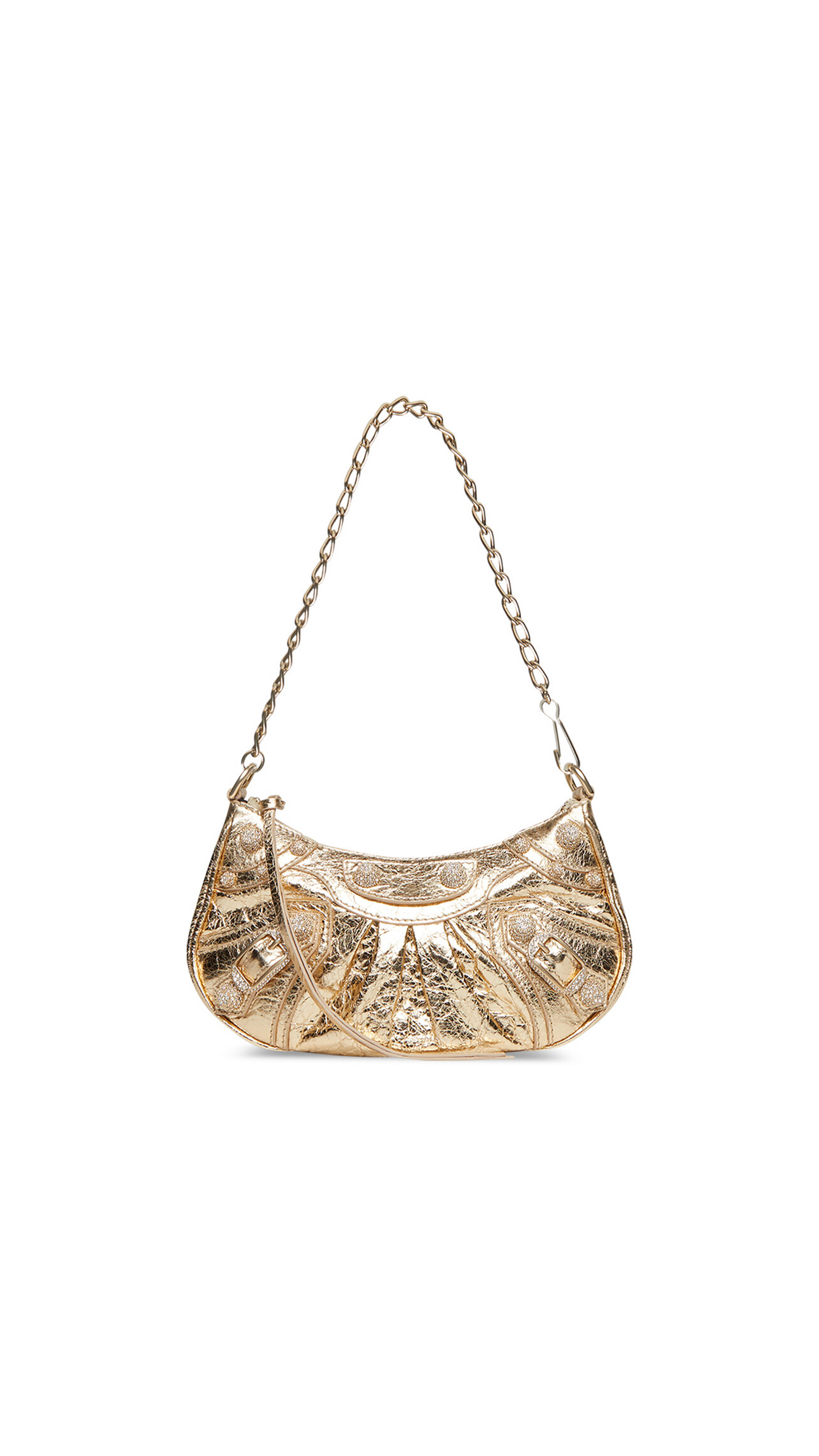 Le Cagole Mini Purse With Chain Metallized With Rhinestones - Golden