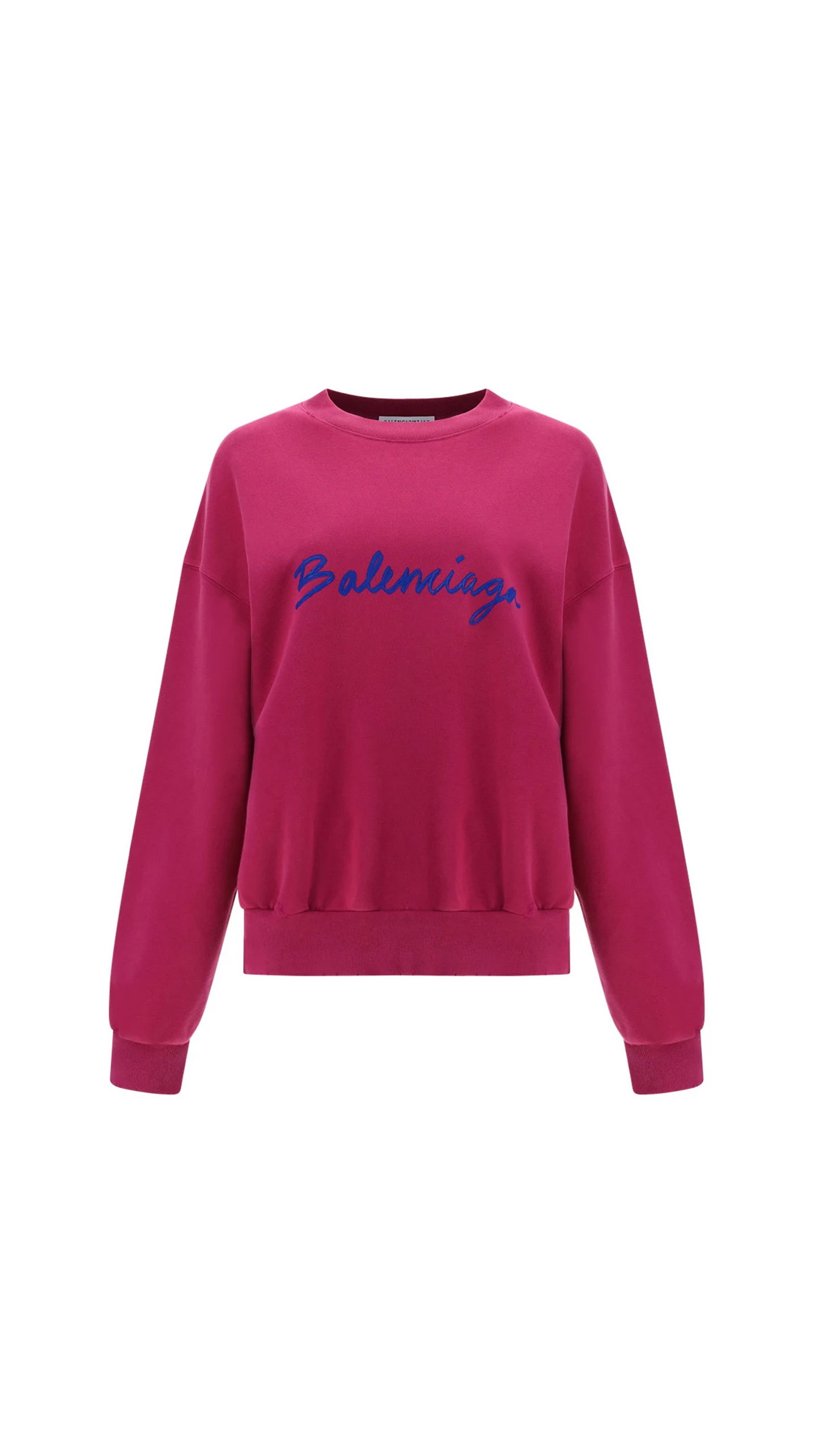 Brushstroke Logo Print Crewneck Sweatshirt - Fuchsia