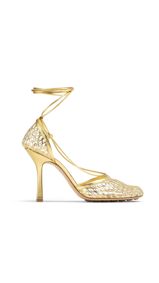 Stretch Lace-Up Sandal - Gold
