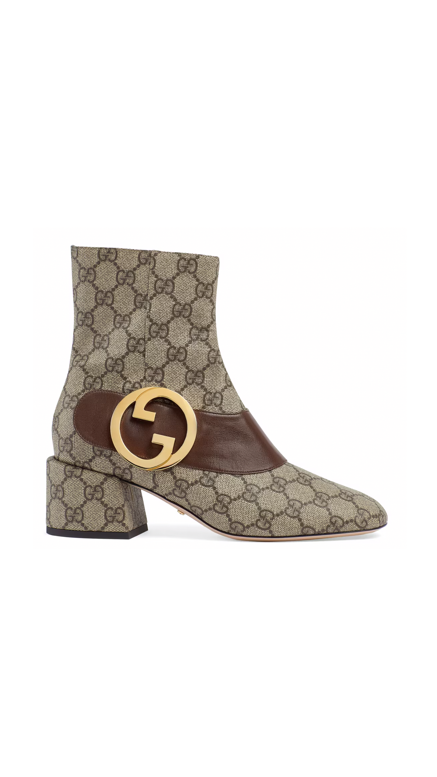 Gucci Blondie Ankle Boot - Beige/Ebony/Brown.