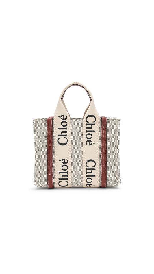 Small Woody Tote Bag - White / Brown