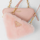 Shearling and Saffiano Leather Mini-pouch - Orchid Pink