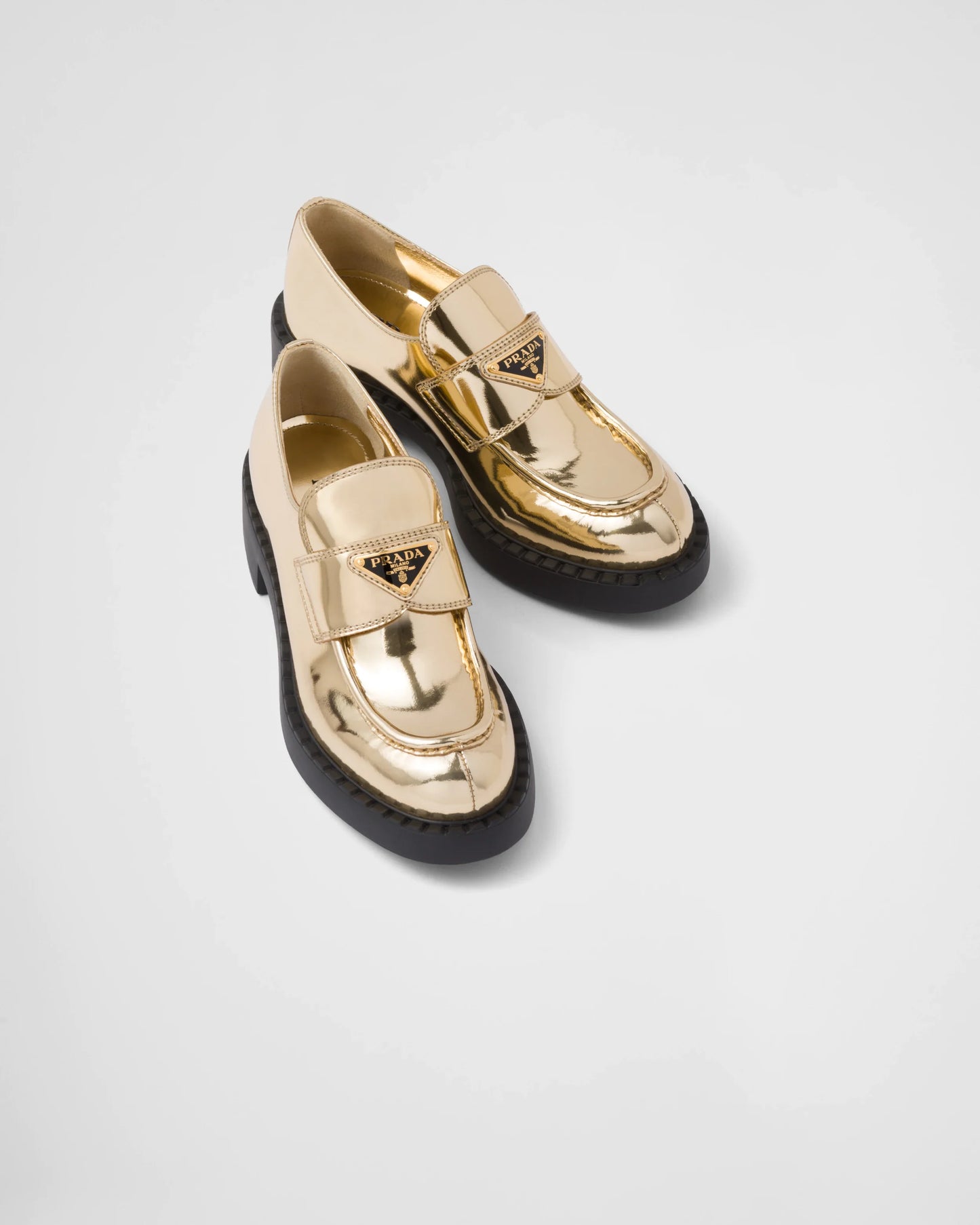 Metallic Leather Loafers - Platinum