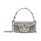 Locò Embroidered Small Shoulder Bag - Silver/Crystal