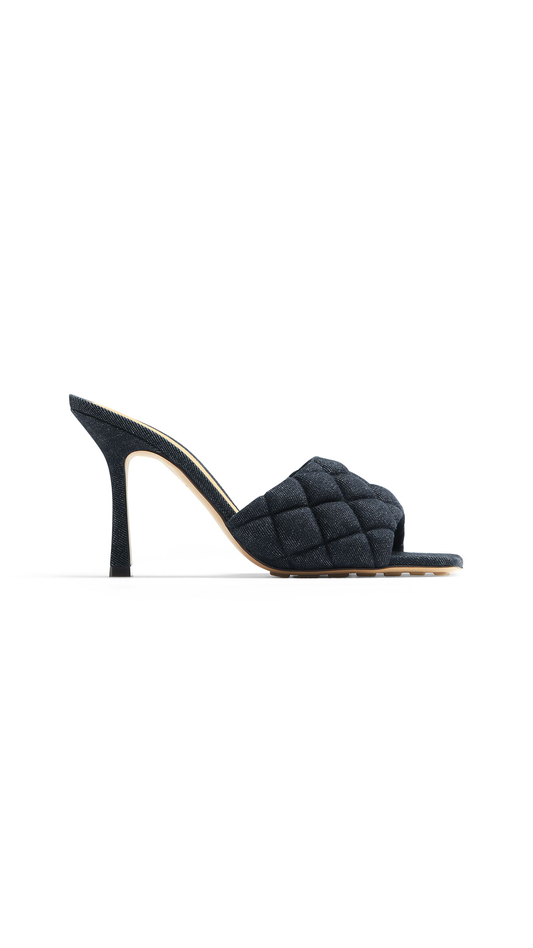 Padded Denim Mules - Indigo