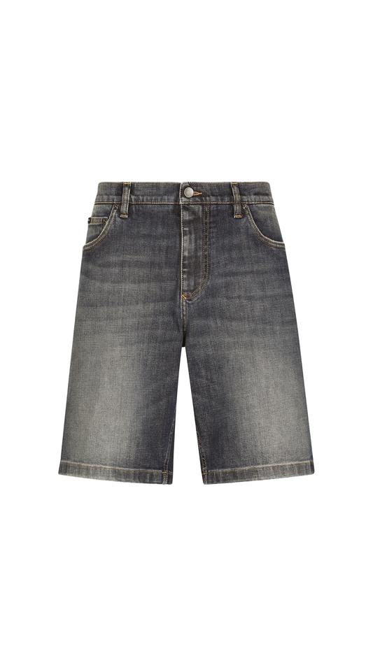 Stretch Denim Shorts - Light Blue