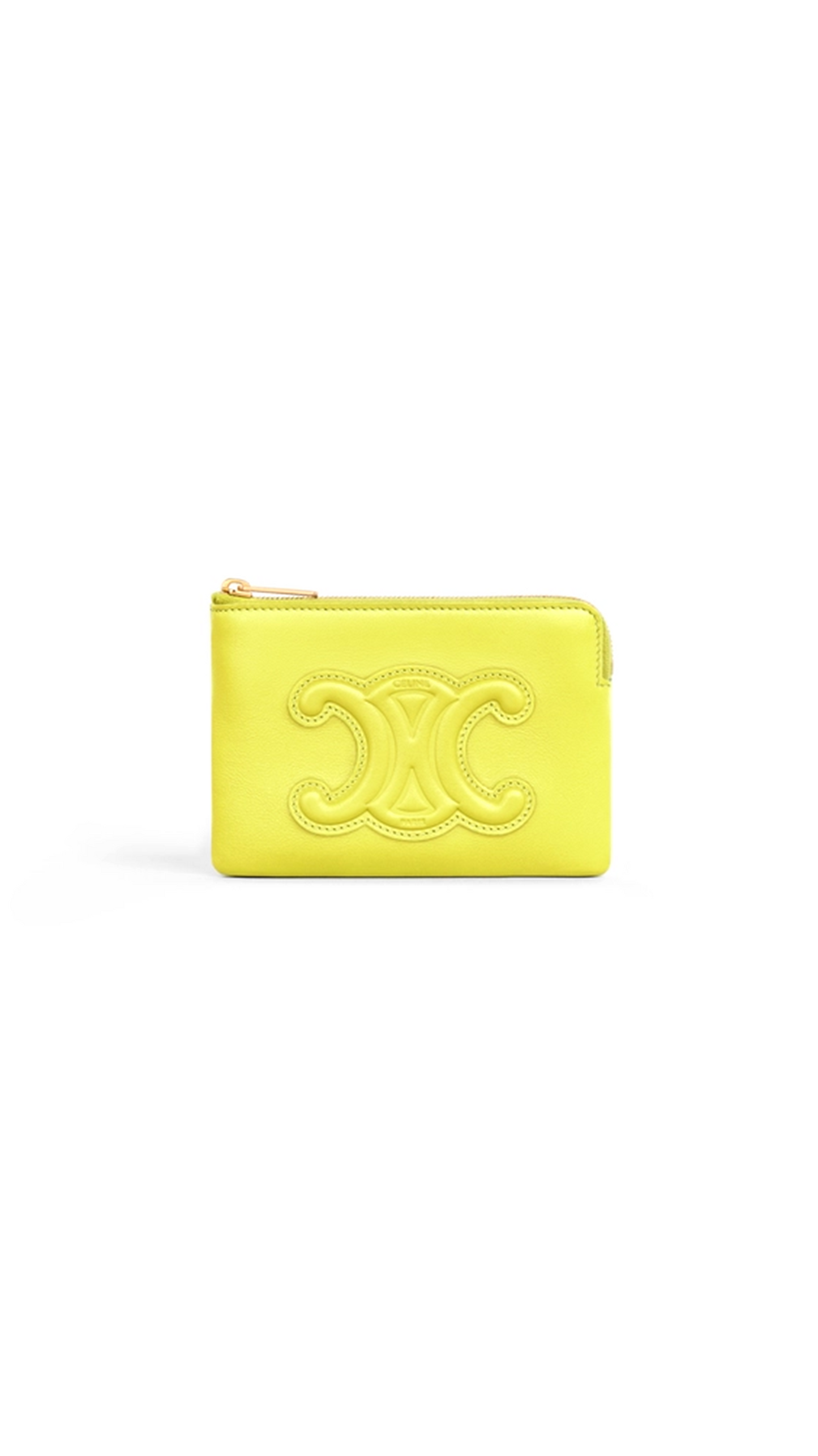 Coin & Card Pouch In Smooth Calfskin - Yellow
