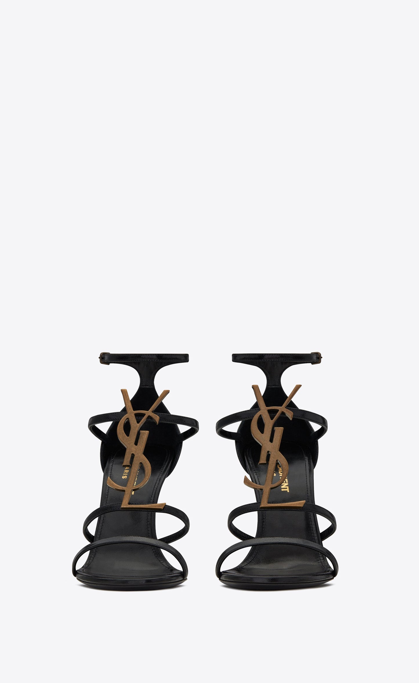 Cassandra Sandals in Smooth Leather with Gold-toned Monogram - Black
