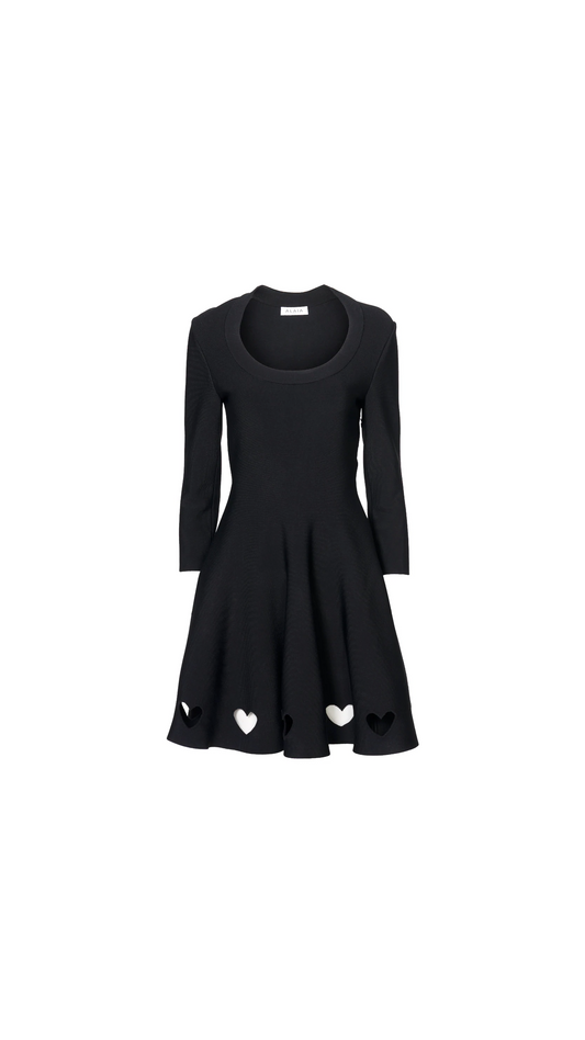 Heart Knit Skater Dress - Black