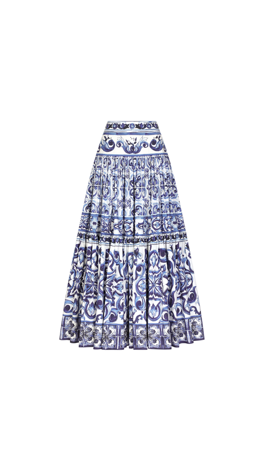 Long Poplin Skirt - Majolica