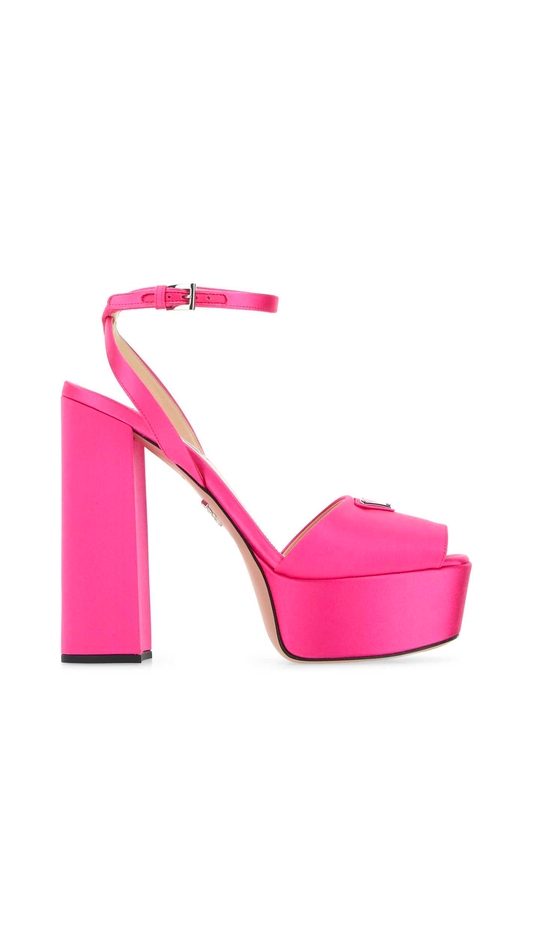 High-Heeled Satin Sandals - Pink.