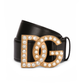 Calfskin Belt with Bejeweled DG Logo - Multicolor