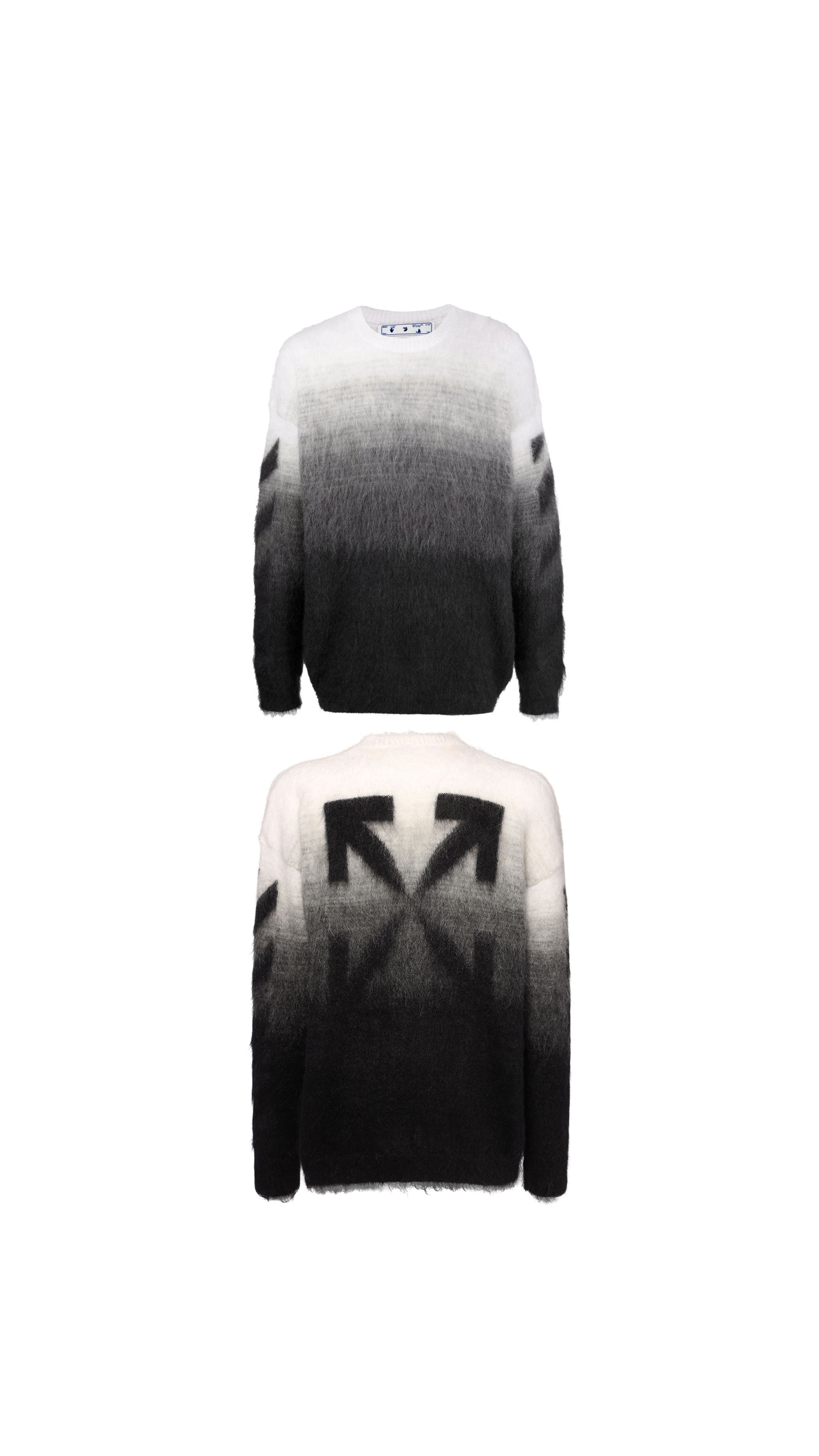 Diag Brushed Mohair Knitwear - Black/White