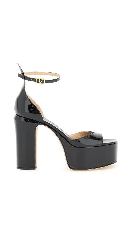 Tan-go Platform Patent Leather Sandal 125mm - Black