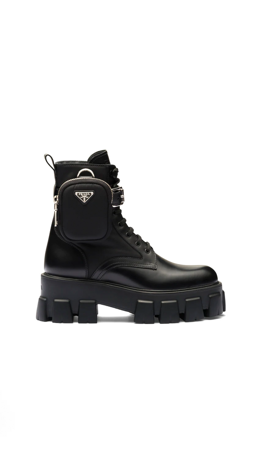 Monolith Leather and Nylon Fabric Boots - Black