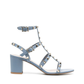 Rockstud Calfskin Ankle Strap Sandal 60 MM - Azure