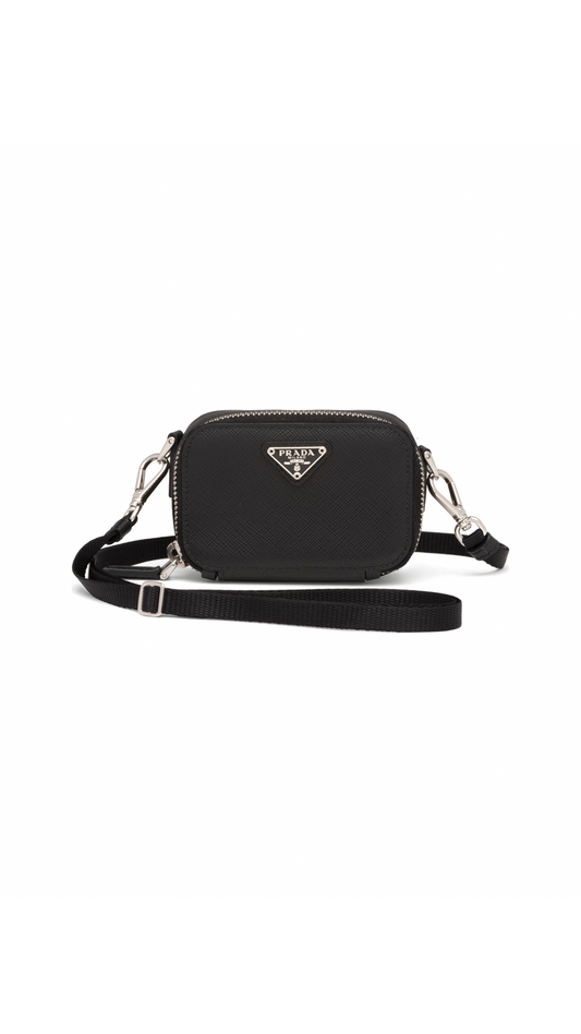 Saffiano Leather Mini Pouch - Black