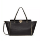 Medium Grainy Calfskin Rockstud Bag - Black