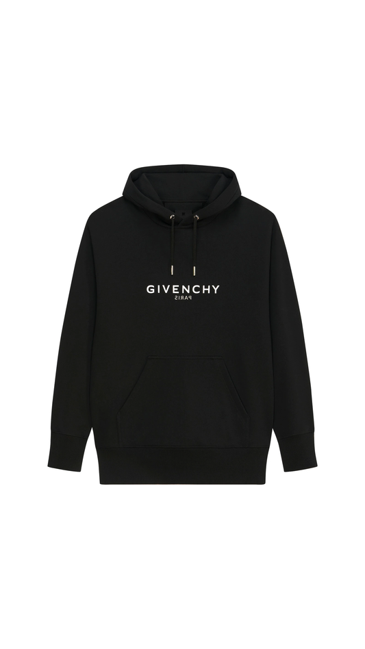 Logo Reverse Fleece Hoodie - Black