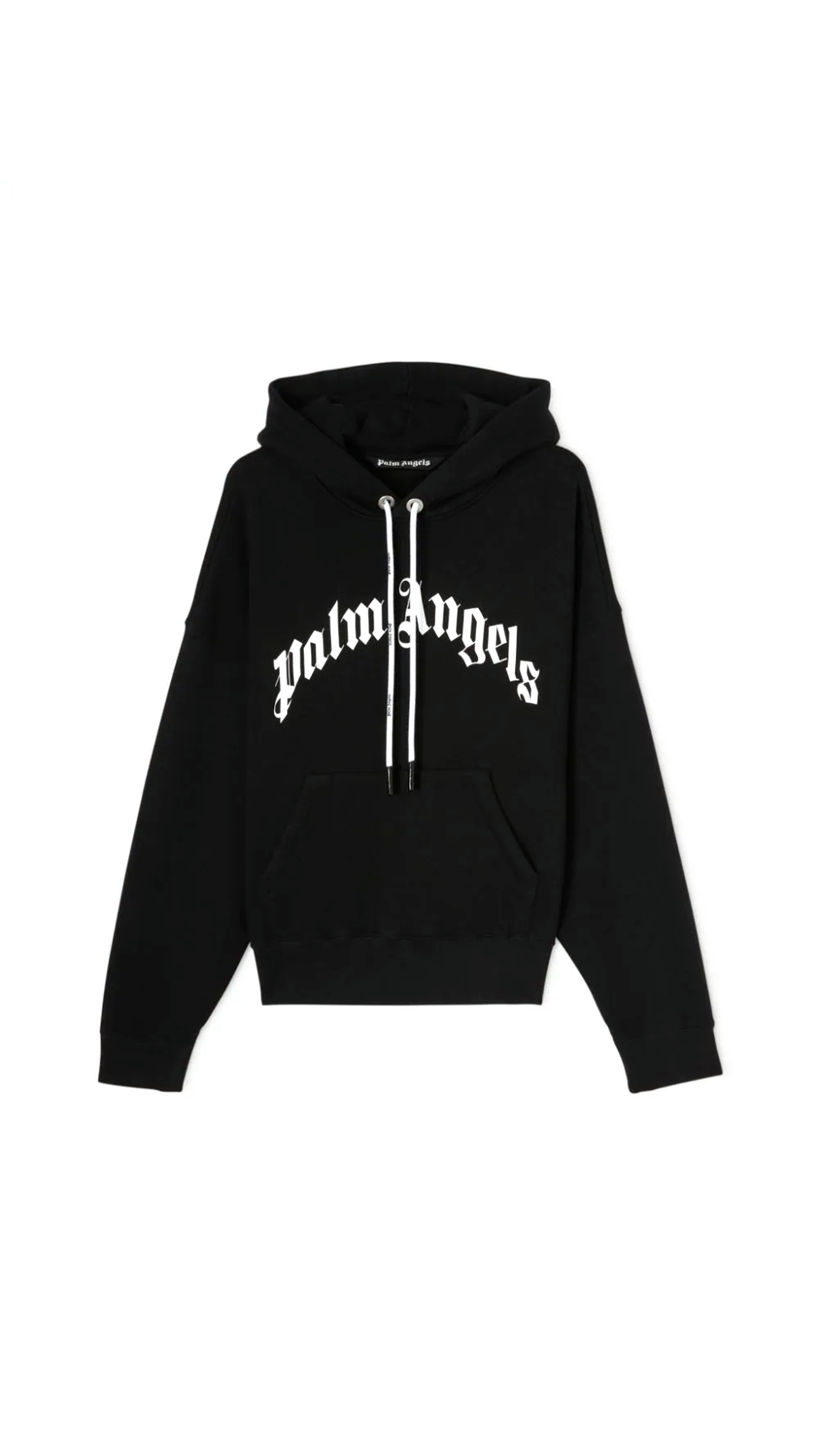 Curved Logo Hoodie - Black White