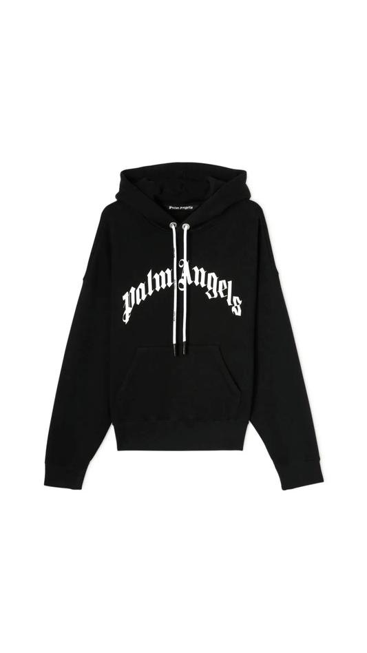 Curved Logo Hoodie - Black White