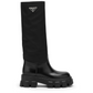 Brushed Leather and Re-Nylon Boots - Black