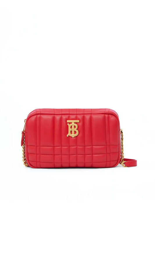 Quilted Leather Small Lola Camera Bag- Bright Red