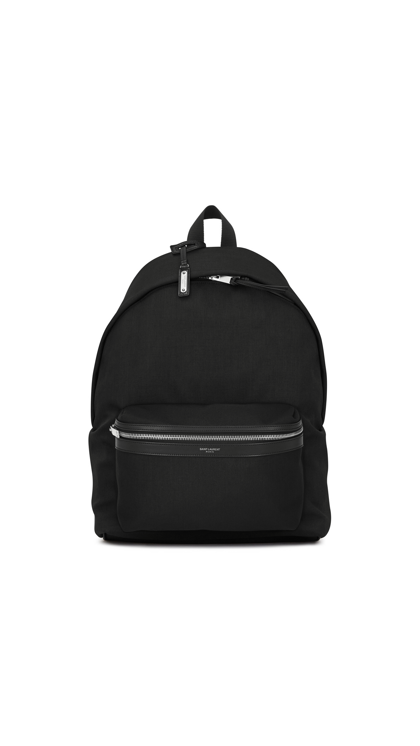 City Backpack In Nylon Canvas And Leather - Black