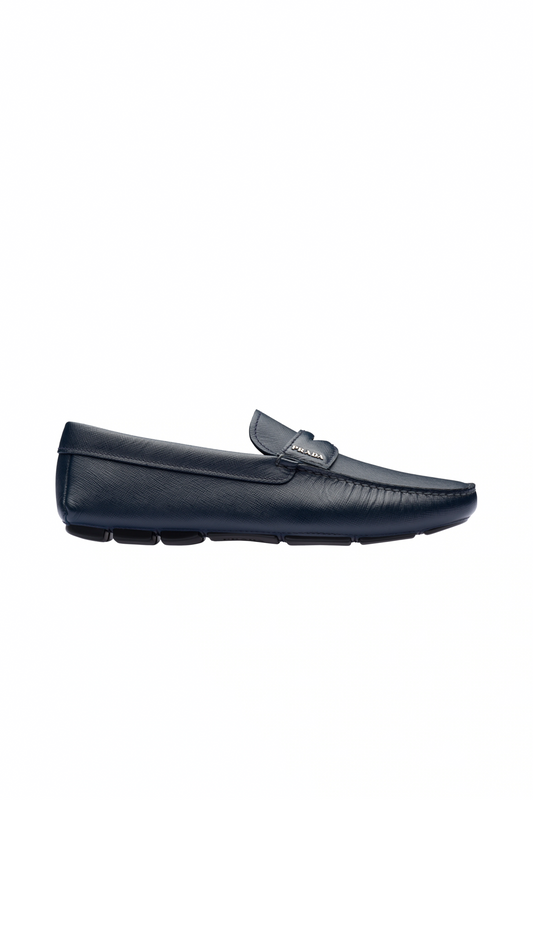 Saffiano Leather Loafers - Baltic Blue